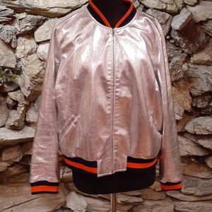 ELOQUII silver bomber jacket